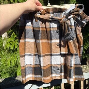 Shein Plaid Mini Skirt in Brown and Black